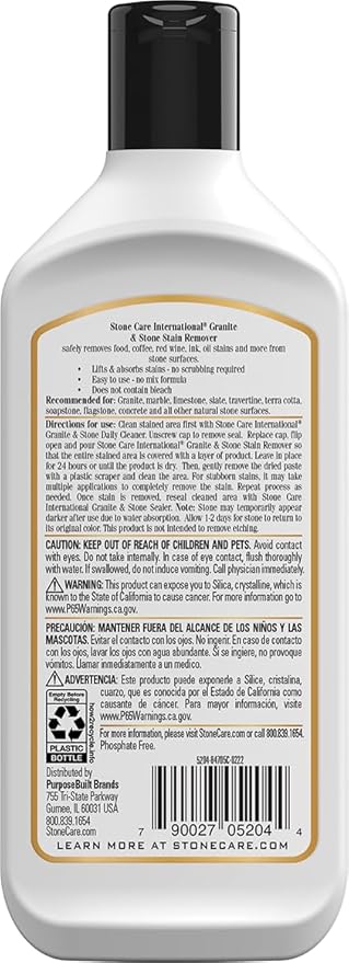Stone Care International Stone Stain Remover - 10 Ounce - Stain Remover for Food, Coffee, Red Wine, Ink, Mildew, Oil Stains