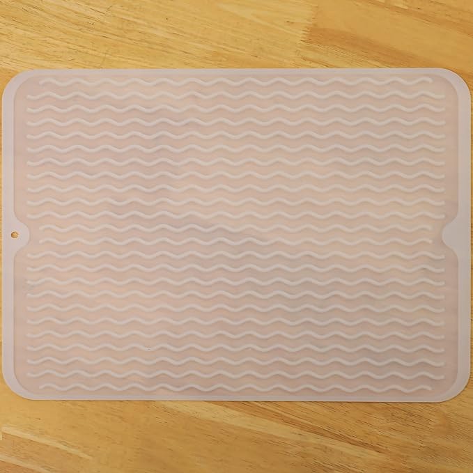 MicoYang Silicone Dish Drying Mat for Multiple Usage,Easy clean,Eco-friendly,Heat-resistant Silicone Mat for Kitchen Counter or Sink,Refrigerator or drawer liner Translucent L 16 inches x 12 inches