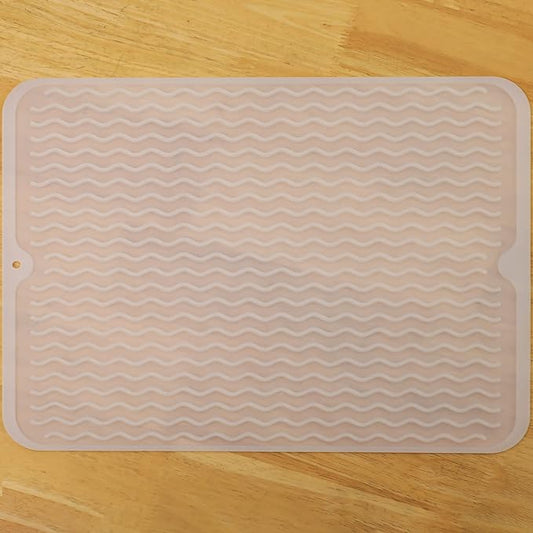 MicoYang Silicone Dish Drying Mat for Multiple Usage,Easy clean,Eco-friendly,Heat-resistant Silicone Mat for Kitchen Counter or Sink,Refrigerator or drawer liner Translucent L 16 inches x 12 inches