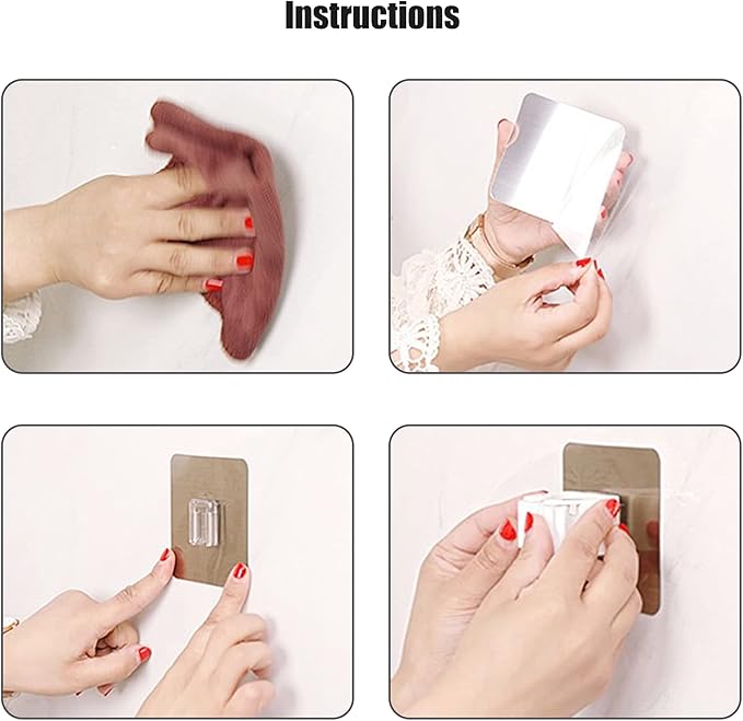 Self-Adhesive Mop Holder,Broom Wall Mounted Rack,Sweeper Gripper Hanger,Cleaning Tools Sticker Hook,Bathroom/Kitchen/Toilet/Garage Gadget,No Drilling and Anti-Slip(4pcs)