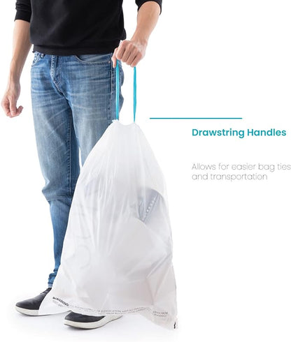 Home Zone Living 8 Gallon Kitchen Trash Bags with Drawstring Handles, Heavy Duty Custom Fit Design for 30 Liter Dual Recycling Liners, Code 30R, 60-Count (Pack of 8)