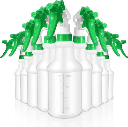 10 Pack Spray Bottles 16 Oz Empty Water Spray Bottles for Cleaning Heavy Duty Refillable Squirt ‌container with Measurements Adjustable Nozzle for Household Commercial Industrial(Green)
