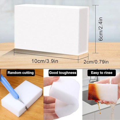 (50 Pack) Eraser Sponge SmilePowo Maigc Cleaning Sponge Eraser Melamine Sponges in Bulk Boat Eraser Multi Surface Scrubber Foam Cleaning Pads - Bathtub, Floor, Baseboard, Bathroom, Wall Cleaner