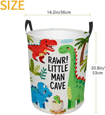 Kids Laundry Hamper Basket - Large Nursery Baby Hamper with Handle for Boys Girls Collapsible Clothes Baskets Organizer Toy Storage Bin Room Decor(Little Dinosaur)