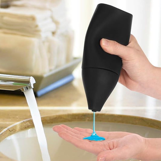 200ml Silicone Dishwashing Soap Dispenser, Squeeze Style Dish Soap Squeeze Bottle, Lightweight Easy to Refill Dishwashing Liquid Dispenser, Silicone Divided Bottle for Kitchen and Bathroom. (Black)
