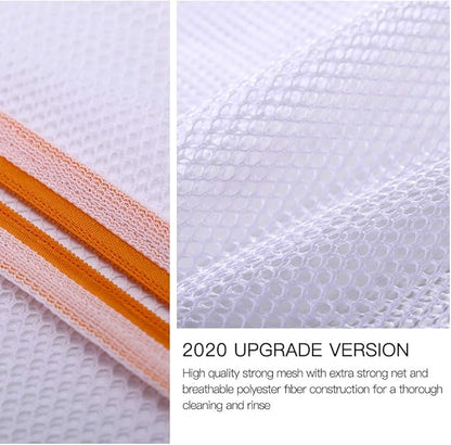 Kimmama Laundry Mesh Wash Bags, Lingerie Bags for Washing Delicates, Mesh Laundry Bags for Washing Machine, White Net, Orange Zipper, 1L & 1M