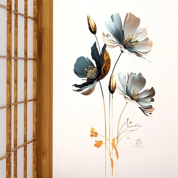 3D Wall Stickers DIY Flower Wall Decal Removable Waterproof Wall Art Decor for Bedroom Living Room Offices Home Decoration (Floral)