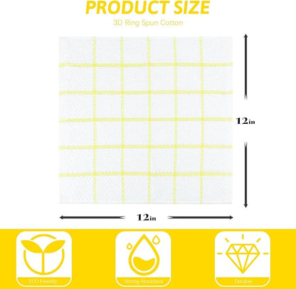 Nialnant 8 Pack Dish Cloths for Washing Dishes, 100% Cotton Reusable Cleaning Rag, Quick Drying Dish Towels for Kitchen,12x12 Inches,Yellow