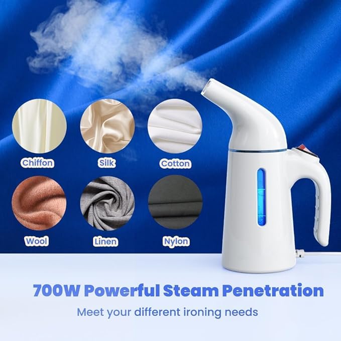 Steamer for Clothes 700W, Fast Heat-up in 40S, 120ML Water Tank, 25g/min Strong Penetrating Steam, Portable Clothes Steamer Iron for Travel and Home(GY169)