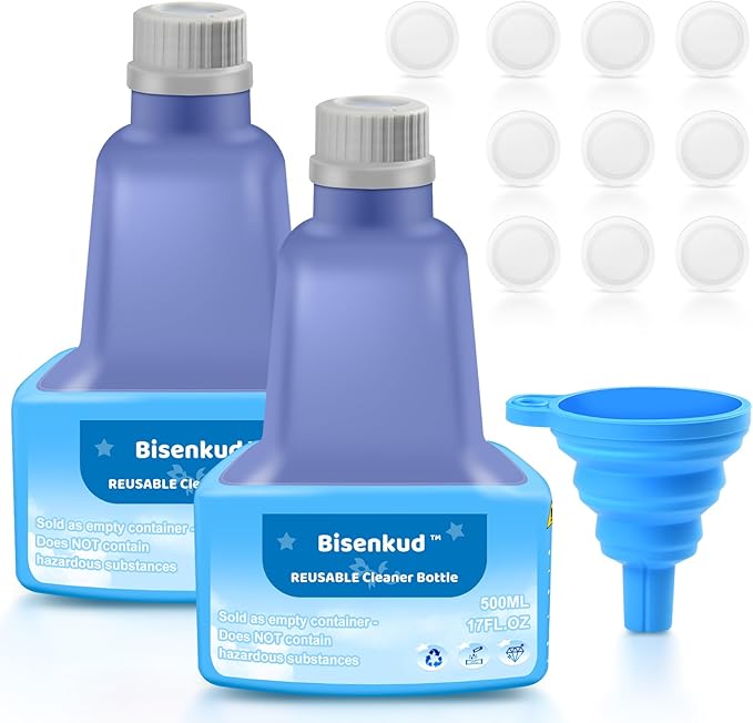 Bisenkud 2 Pack Refillable Bottle for Swiffer® Wet Jet™ Mop - 500ml /17 FL OZ - Leak-Proof HDPE Solution Bottle, Empty，Not for Power mop
