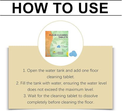 Floor Cleaner Tablets for Hard Floors, Multi-Surface Mopping Tablets, Fast Dissolving, Lemon Scent, 12 Count (1pcs)
