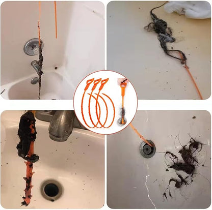 3 Pack 25 Inch Hair Snake Hair Drain Clog Remover Cleaning Tool Drain Opener sink snake Drain Auger Hair Remover Tool For Sewer, Toilet, Shower Kitchen Sink, Bathroom Tub