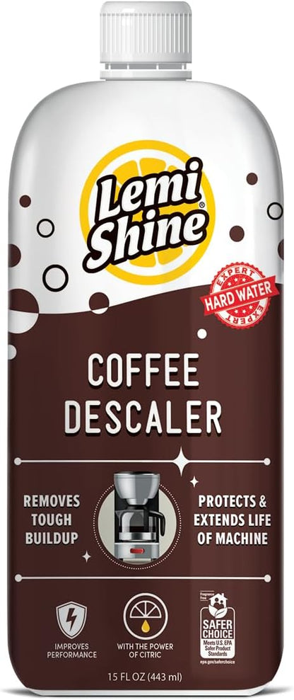 Lemi Shine Coffee Descaler - Food-Grade Citric Acid Coffee Maker Cleaner for Nespresso, Keurig, and More - 15 oz