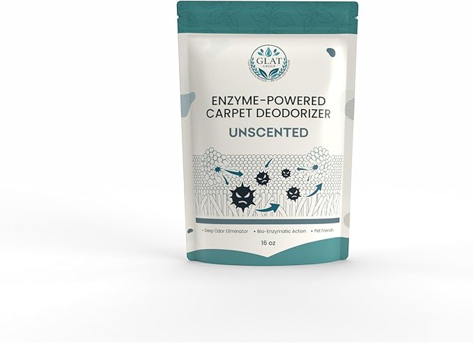 Enzyme-Powered Carpet Deodorizer (Powder) - Unscented | Natural Pet Odor Eliminator | Bio-Enzymatic Formula, Premium Performance, Eco Friendly | 16 oz