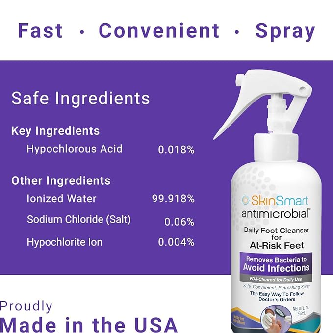 SkinSmart Daily Foot Cleanser for Advanced Foot Hygiene 8 ounce Spray