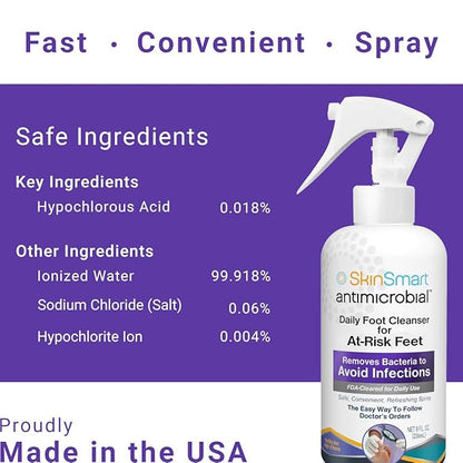 SkinSmart Daily Foot Cleanser for Advanced Foot Hygiene 8 ounce Spray