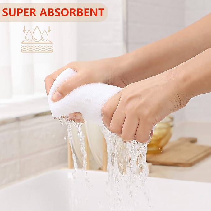 Kitinjoy 100% Cotton Waffle Weave Kitchen Hand Towels (13 x 28 Inches, White), 4-Pack Super Soft and Absorbent Dish Towels for Drying Dishes