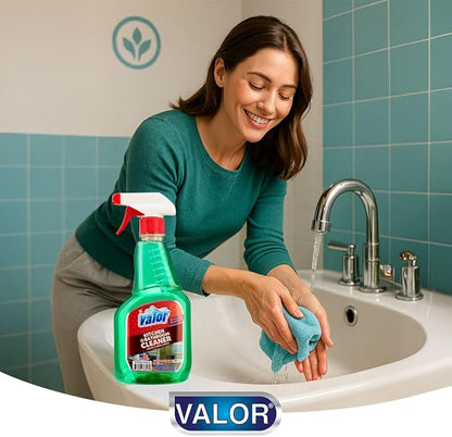 Valor Kitchen & Bathroom Cleaner Spray – Multi-Surface Degreaser & Limescale Cleaning Solution, Eco-Friendly Biodegradable Formula, (32 Fl Oz (Pack of 6))