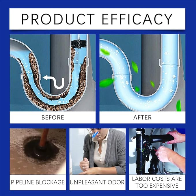 2026 Upgrade Drain Clog Remover, Pipeline Dredging Agent, Powerful Quick Cleaning Drain Toilet Cleaner Tool, Unclog Toilet Clog And Kitchen Sink Pipe Unblocker Powder
