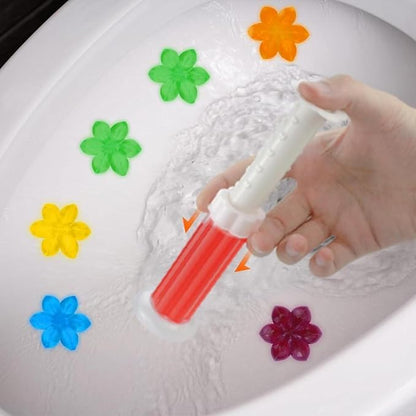 Toilet Gel Stamp, 42 Flower Scent Stamps with Dispenser, 3 in 1 Value Pack, 3 Months Supply, Removes Odor and Decontaminates, Random Colors