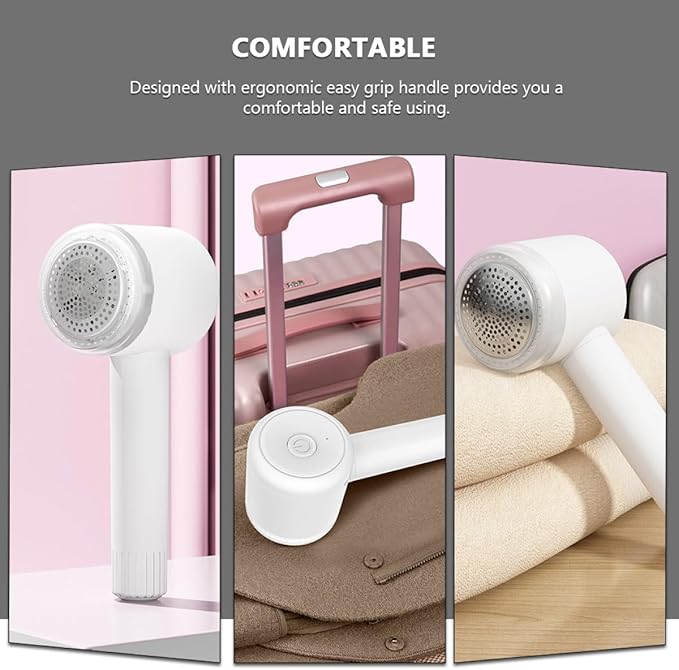 IMIKEYA Fabric Shaver and Electric Lint Remover 2pcs with Sticky Lint Container, Rechargeable Clothes Hairball Trimmer for Home and Carpet Use