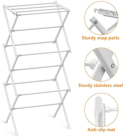 Clothes Drying Rack Household Indoor, Foldable Drying Rack Clothing for Laundry - 40" x 28.8" x 14.2", Space Saving Indoor&Outdoor, Pure White-1pack