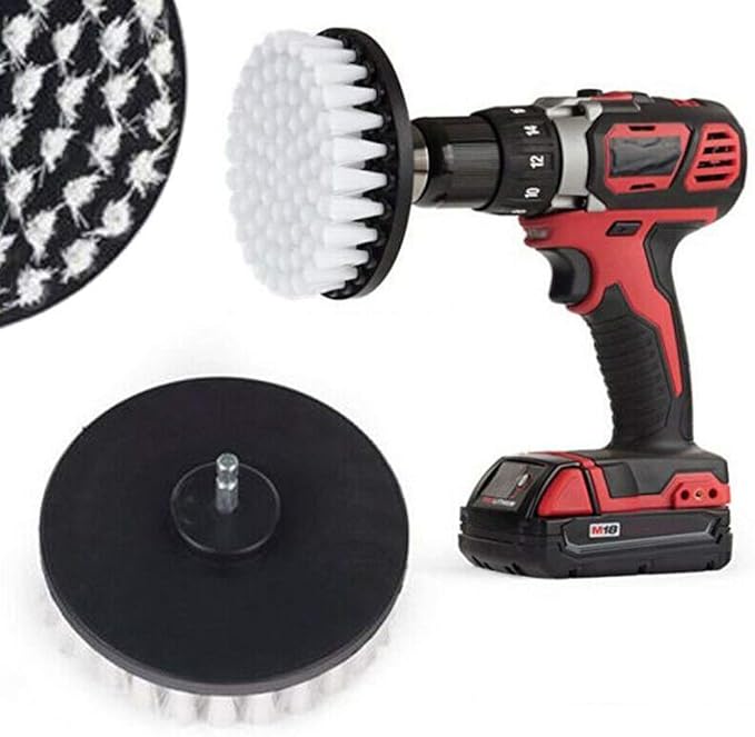 Wixine 1Pcs 5" White Drill Brush Attachment for Cleaning Carpet Leather and Upholstery Kit