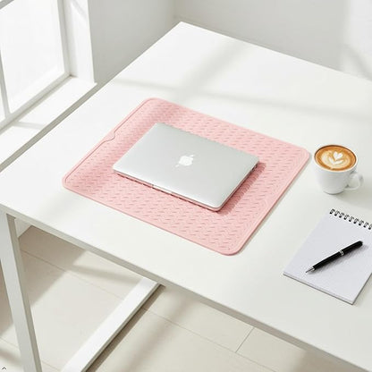 Silicone Drying Mat 16 × 12 – Pink Rose Non-Slip Sink Mat for Kitchen Counter, Heat-Resistant Food-Grade Dish Pad, Easy-Clean Multipurpose Drawer Liner (Pink Rose, 16" x 12")