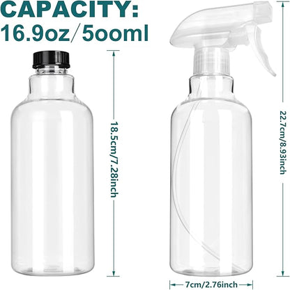 Plastic Spray Bottles, 16.9oz/2Pack,Adjustable Spray Bottles for Cleaning, Empty Spray Bottle For Hair, Plants, Pet, Vinegar, Cooking,Cleaning Solutions (2)