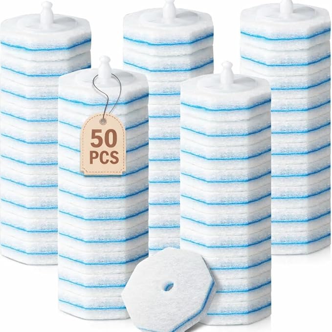 50 Count Toilet Wand Refills, Disposable Toilet Brush Refill Heads Compatible with Household Brushes Scrubbers, 3-Layer Scrubbing Pads for Quick Bathroom Toilet Bowl Cleaners Local Stock (Blue(50pcs))