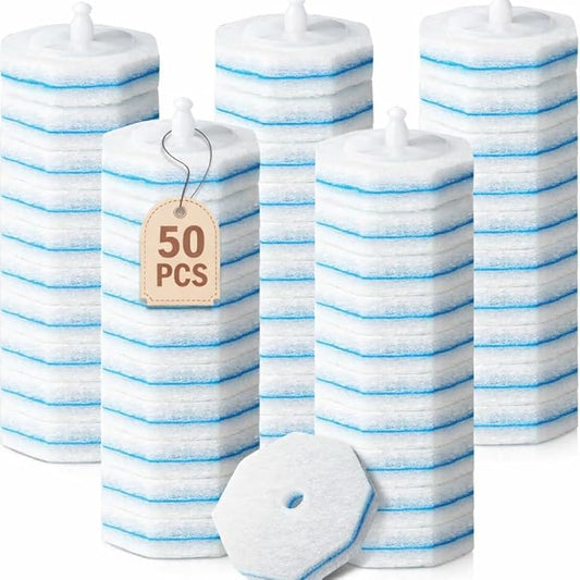 50 Count Toilet Wand Refills, Disposable Toilet Brush Refill Heads Compatible with Household Brushes Scrubbers, 3-Layer Scrubbing Pads for Quick Bathroom Toilet Bowl Cleaners Local Stock (Blue(50pcs))