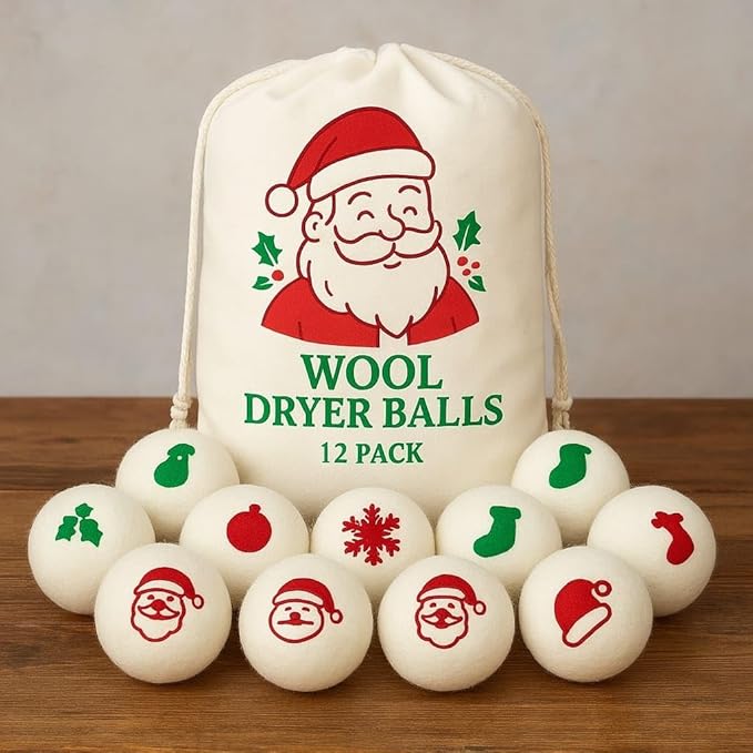 Wool Dryer Balls Pack of 12 Christmas Gift for Women Organic Wool Dryer Balls