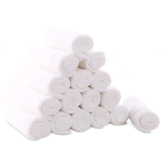 Cute Castle Ultra-Soft Baby Washcloths, 16 Pack - 9" by 9", Gentle on Sensitive Skin for Face and Body, Plush, Super Absorbent Wash Clothes for Girls and Boys, White