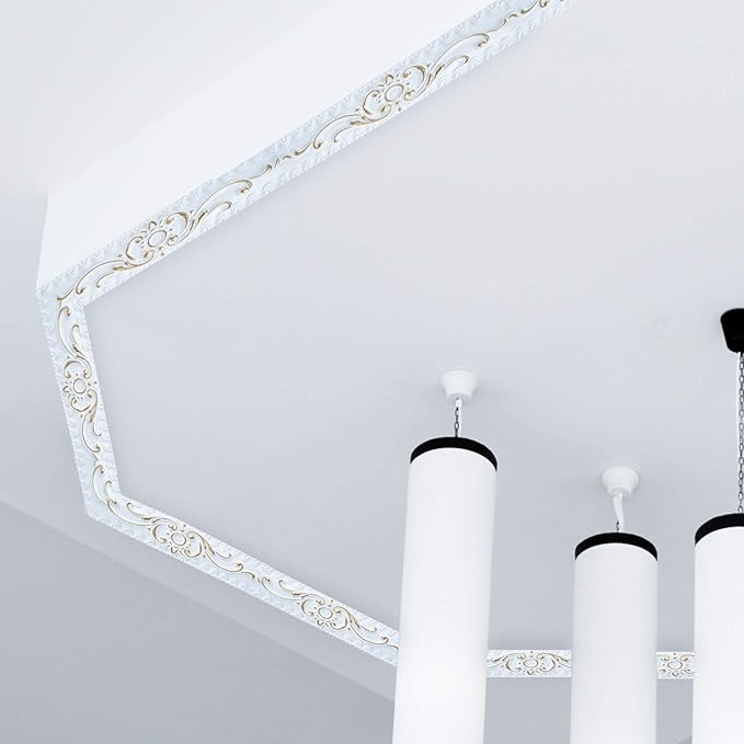 NeatiEase Flexible Molding Trim Wall Trim Self Adhesive, 16.4 Feet Peel and Stick Mirror Frame Border, Waterproof Bathroom Decor, Home Decor (Gold)