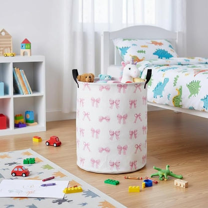 Baby Laundry Hamper kids laundry Basket Waterproof Laundry Bag for Bedroom Toy Clothes Organizer Room Décor(Bowknot)