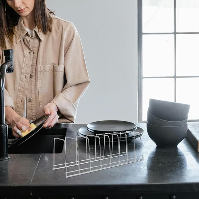 SOLUSTRE Stainless Steel Kitchen Dish Drying Rack with Utensil Holder and Drain Tray Bowl and Plate Storage Organizer for Countertop Sink Area Stable Non-Tip Design 11.81X3.93X3.74 Inches