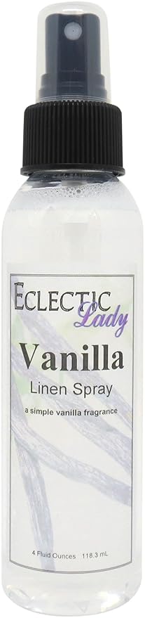 Vanilla Linen Spray, 4 ounces - Eclectic Lady Sheet and Linen Spray - No Artificial Colors, Parabens, or Preservatives - Long-Lasting Scent for Bed, Fabric & Pillow