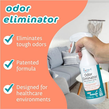 The Pharma-C Company - Odor Eliminator [6-12oz Bottles] - Bulk Fabric & Room Spray -Extra Strength Multipurpose Air Freshener & Fabric Refresher- Neutralize Deodorize (Pack of 2)