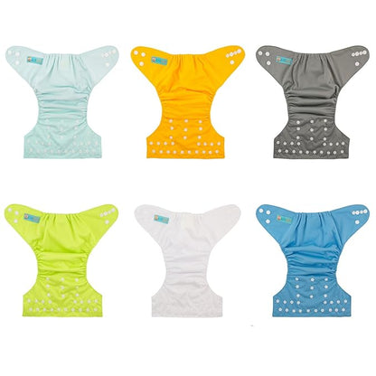 ALVABABY Baby Cloth Diaper 6 Pack with 12 Inserts One Size Cloth Diaper Covers Adjustable Washable Reusable for Baby Girls and Boys