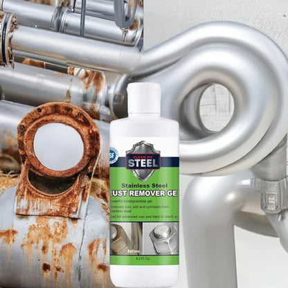Heavy-Duty Industrial Use Rust Stain Remover for Metal Surfaces Including Stainless Steel. Metal Cleaner Gel Needs No Scrubbing, Simply Apply and Rinse off (8.5 oz)