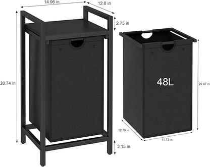 LAATOOREE Laundry Hamper, Two-Color Laundry Basket with Removable Laundry Bag and Top Shelf, Clothes Hamper for Samll Space,Laundry Room, Bedroom, Bathroom