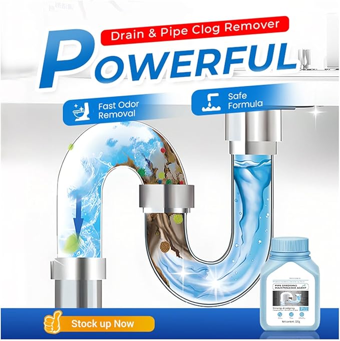 Powerful Drain & Pipe Clog Remover, Pipeline Dredging Agent, Unclog Sink Drain Cleaner for Kitchen Shower Toilet (2PCS)