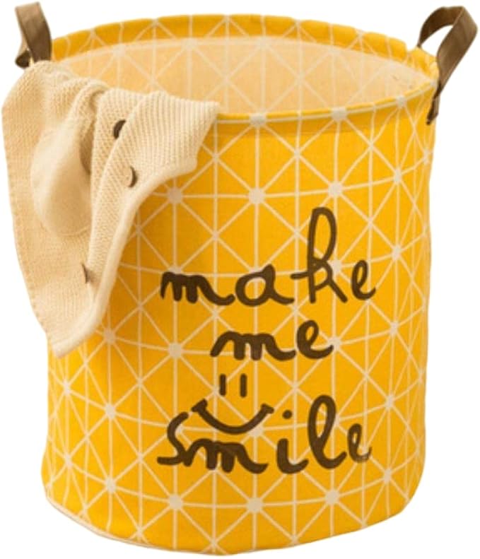 Large Toy Storage Big Size Laundry Basket Washing Dirty Clothes Sundries Box Organizer Bin Folding Waterproof Bathroom Sorter, Smile-small