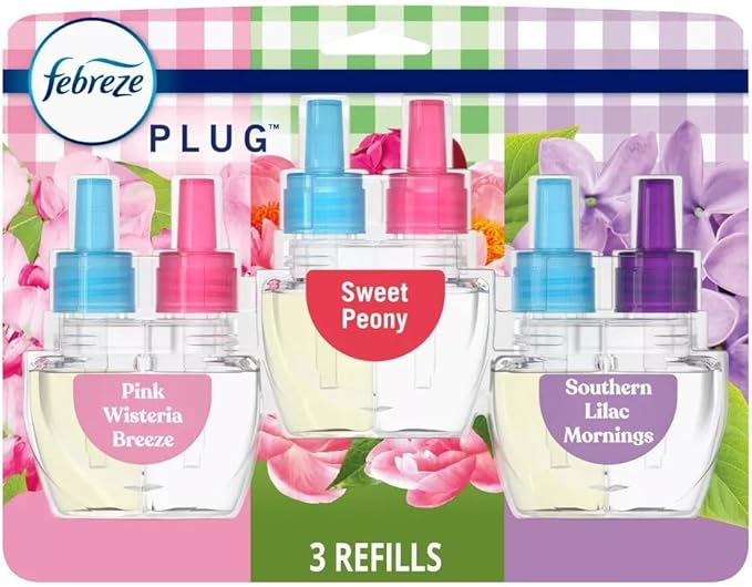 Generic Febreze Plug with Fade Defy Technology Air Freshener - New Limited Edition - (3) of 0.87 fl oz Refills (Floral Variety Pack), Clear