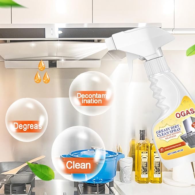 Kitchen Degreaser Spray, Heavy Duty Grease Cleaner for Stove, Oven, Range Hood & Countertops, Multi Surface All Purpose Cleaner for Cabinets, Backsplash & Appliances, Fresh Citrus Scent, 4oz