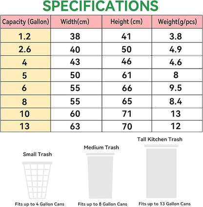 WAIKAS 6 Gallon Trash Bags Drawstring, Pack of 35, Garbage Bags, 55x66cm, 9.5g/pcs, Unscented, White