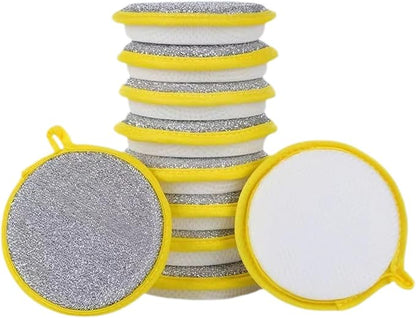 Double Sided Dish Sponges, Extra Thick 2.5cm Scrub Sponges Non Scratch for Kitchen, Heavy Duty Scouring Pads with Handle Hole for Dish Washing, Sink & Stove Cleaning (10 Pack)