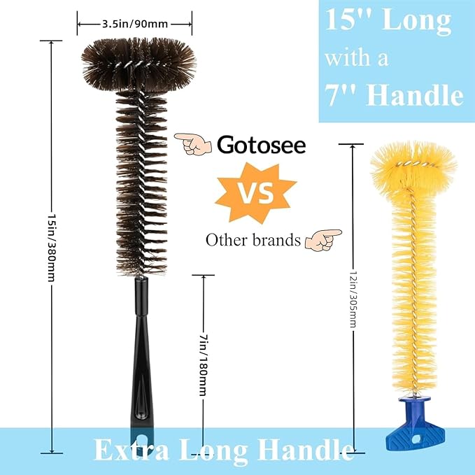 2 Pack Garbage Disposal Cleaner Brush 15" Extra Long Handle for Deep Cleaning Sink Drain Cleaning Brush, 15 Inch Long Handle, Garbage Disposal Cleaner