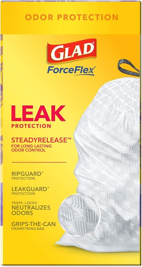 Glad ForceFlex Tall Kitchen Trash Bags, 13 Gallon, Gain Lavender, 80 Count (Package May Vary)