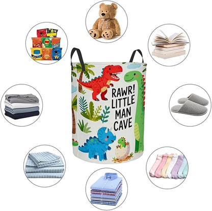 Kids Laundry Hamper Basket - Large Nursery Baby Hamper with Handle for Boys Girls Collapsible Clothes Baskets Organizer Toy Storage Bin Room Decor(Little Dinosaur)